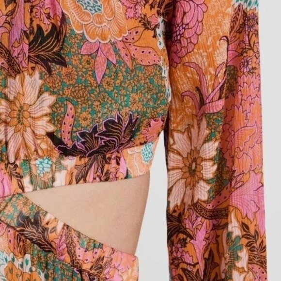NWOT A.L.C. Izzy Fit & Flare Floral Cut Out Silk Boho Mini Dress XS $695 - Picture 13 of 14